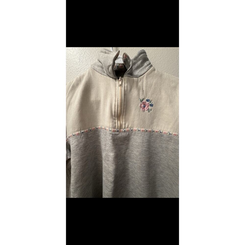 Ladies Club VTG 90’s Women’s M 1/4 Zip Fleece Sweatshirt Neck Colorblock Floral